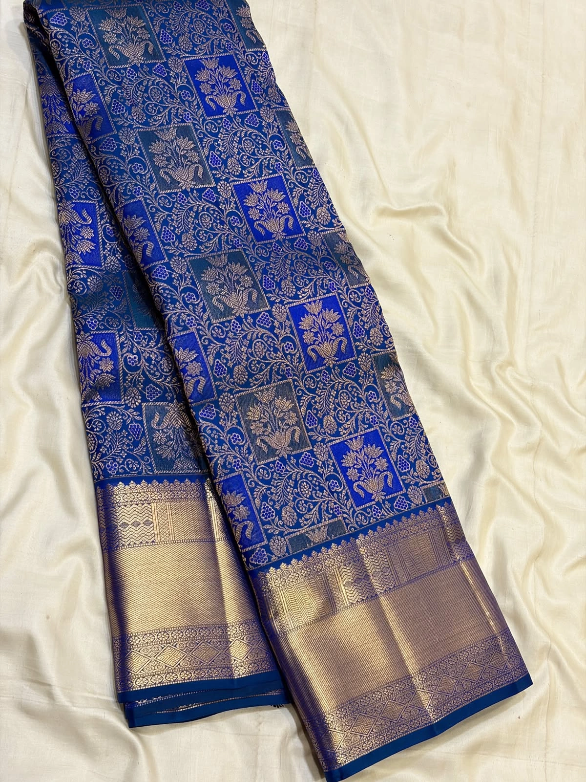 Rich Blue Kanchipuram Handloom Bridal Silk Saree